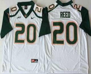 Mens Miami Hurricanes #20 Ed Reed White Stitched NCAA Nike College Football Jersey->->NCAA Jersey
